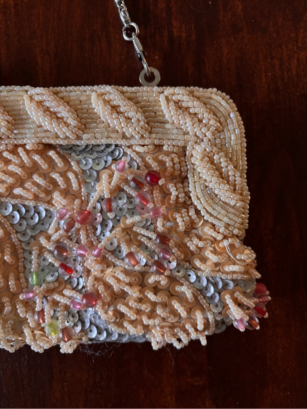 Vintage Beaded Evening Bag Clutch Purse Multi Color Sequins - Picture 7 of 17
